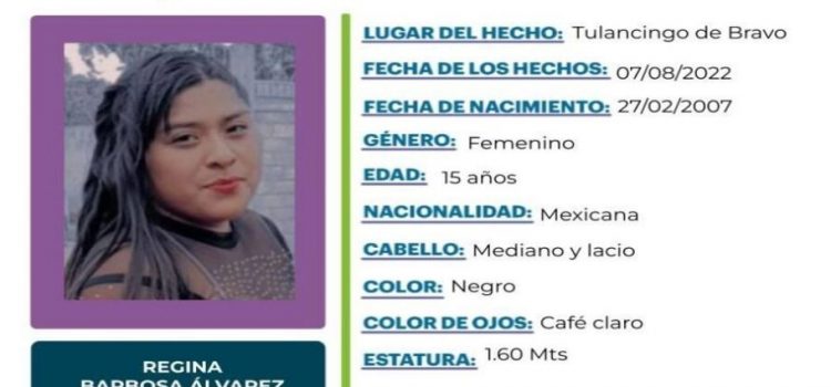 Alerta Amber: Buscan a Regina Barbosa Álvarez, desaparecida en Tulancingo