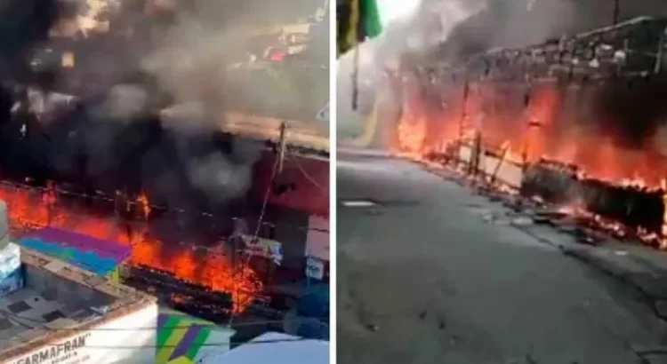 Incendio en feria de Tulancingo consume 4 locales