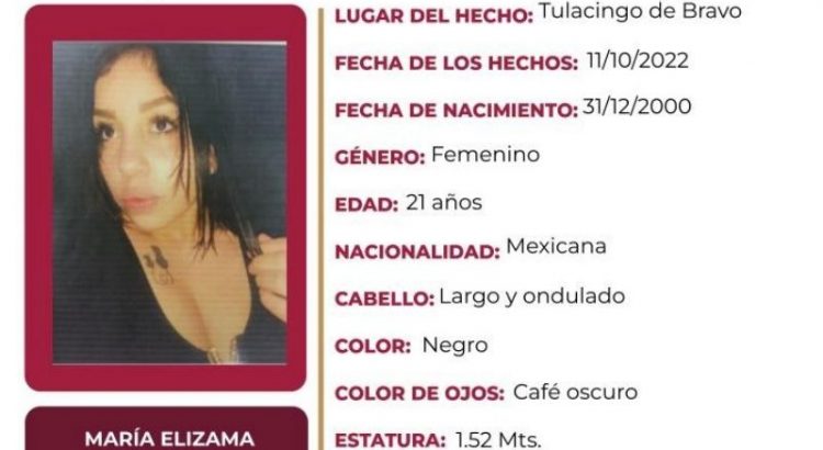 Desaparece María Elizama Escoto, emiten ficha de búsqueda en Tulancingo