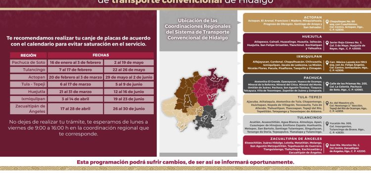 Iniciará el canje de placas para transporte público