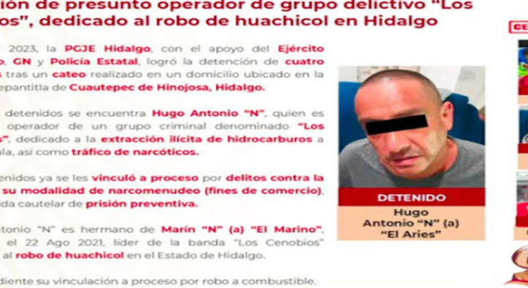 Capturan a Los Cenobios, banda de huachicoleros en Hidalgo