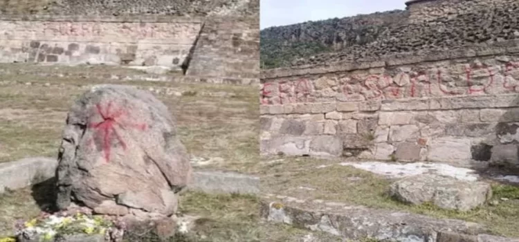 Vandalizan con grafitis zona arqueológica de Hidalgo