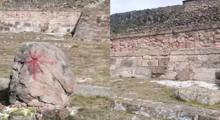 Vandalizan con grafitis zona arqueológica de Hidalgo