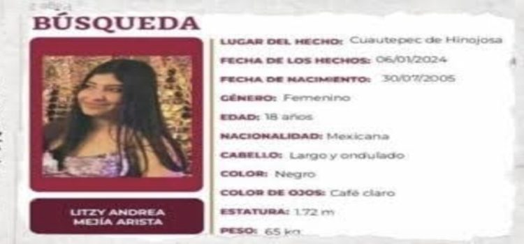 Buscan a Litzy Andrea Mejía Arista; desapareció en Hidalgo