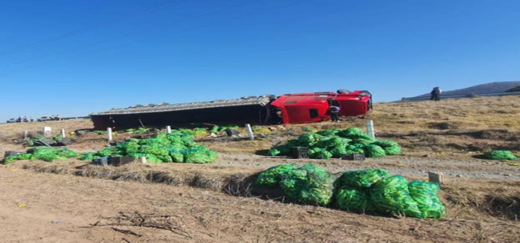 Vuelca tráiler y rapiñan chile contaminado en Hidalgo