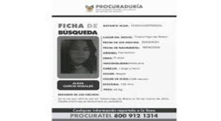 Se busca Alexa, caso 31 de desaparecidos en Tulancingo