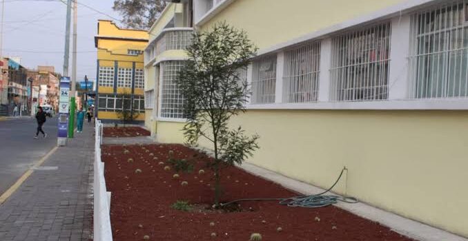 En lugar de árboles, gobierno de Tulancingo colocó tezontle en jardineras de secundaria