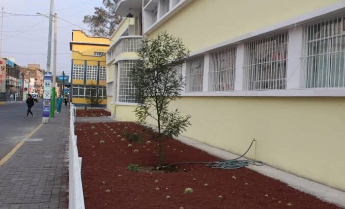 En lugar de árboles, gobierno de Tulancingo colocó tezontle en jardineras de secundaria