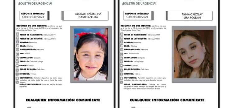 Desaparecen niña y mujer en Tulancingo