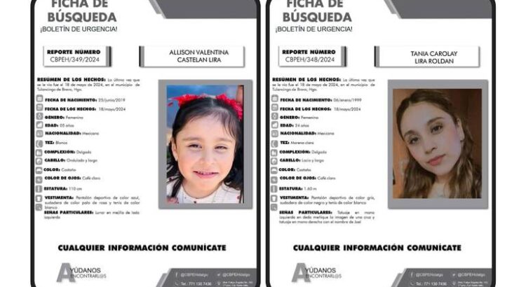 Desaparecen niña y mujer en Tulancingo