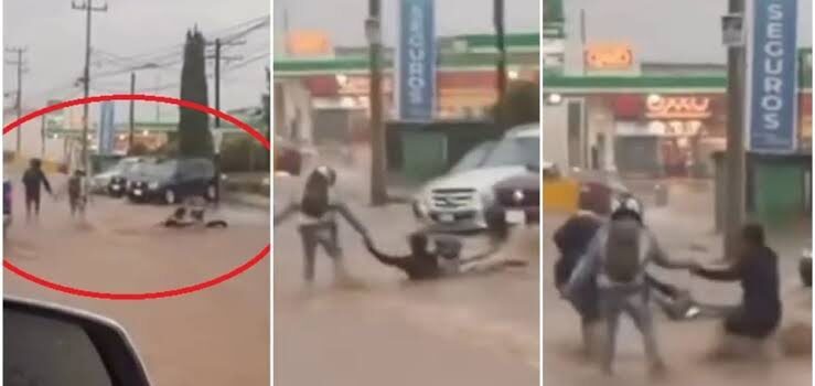 Fuertes lluvias en Tulancingo arrastran a dos personas por varios metros