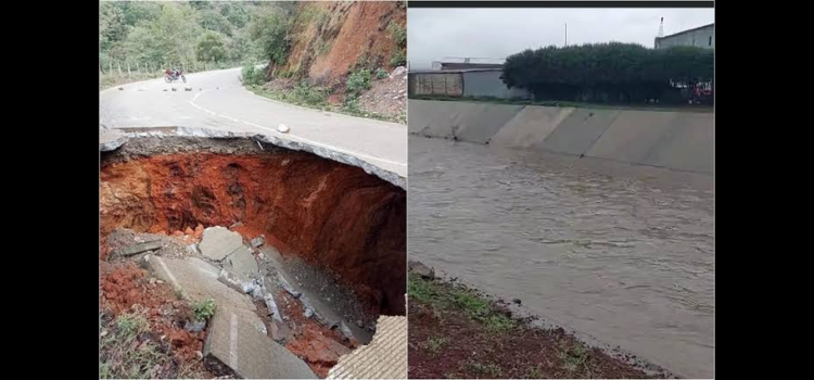 Tremendo socavón dejan las lluvias en Hidalgo