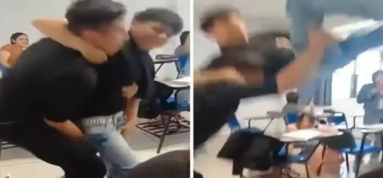 Estudiante azota a su compañero contra el suelo en una preparatoria de Hidalgo