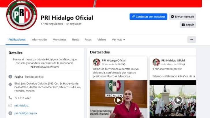 Página de Facebook del PRI en Hidalgo es ‘hackeada’