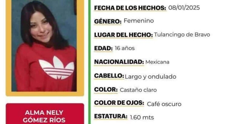 Emiten Alerta Amber para Alma Nely, menor desaparecida en Tulancingo