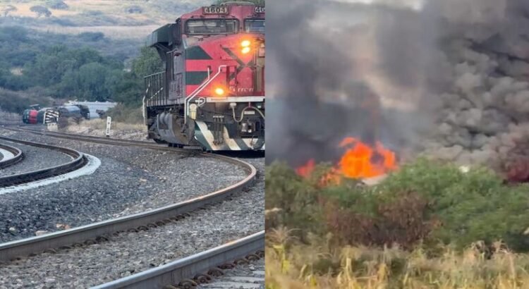 Tren que transportaba alcohol etílico se descarrila y explota en Tepetitlán, Hidalgo